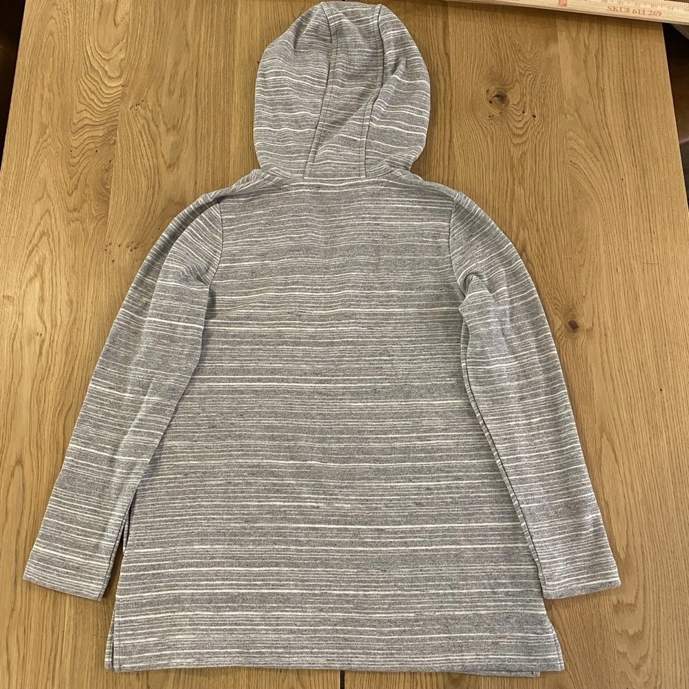 J. JILL FIT FEATHERED STRIPES‎  HOODED TUNIC-XS-GREY HTHR/MULTI-New - Picture 3 of 8